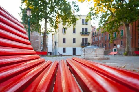 Venice from a red bench Stock Photos