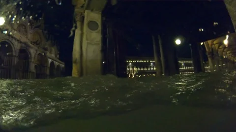 Venice sea level rise flood disaster 2019 Stock Footage