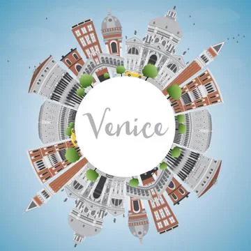 Venice Skyline Silhouette Stock Illustration