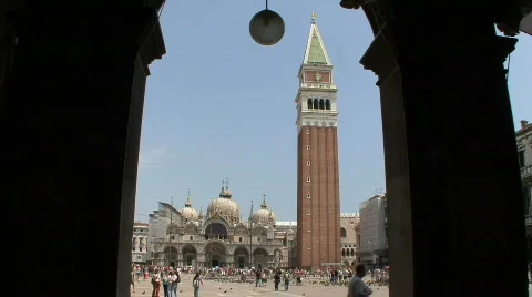 Venice St Marks Basilica framed Stock Footage 689704