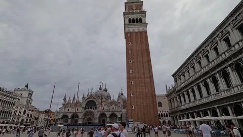 Venice - St. Mark's Square with Campanile and Basilica Stock Footage 341388429