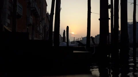 Venice Sunrise from Dock Stock Footage 115716887