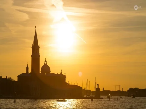 Venice sunset chruch Video stock 85125587