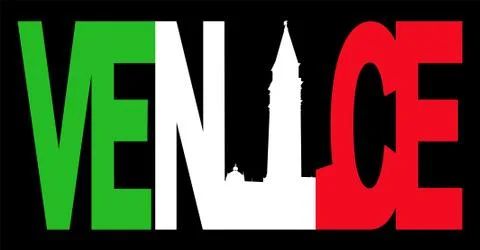 Venice text with campanile Stock Illustration