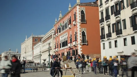 Venice tourist Hyperlapse, pan tilt Stock Footage 87553451