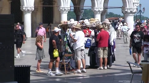 Venice Tourist Stall Stock Footage 1059490