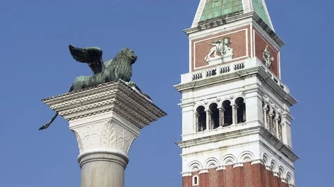 Venice Tower with  Lion.mp4 Stock Footage 61347861