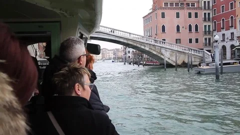 Venice view from public transportation system Vaporetto, Italy, Europe Stock Footage 73122742