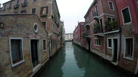 Venice View Of The River Channel Between Houses Stock Footage 101301331