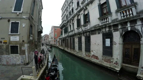 Venice View Of The River Channel Between Houses Stock Footage 101301386