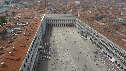 Venice view of square from St Marks Campanile 00049 Video stock 90556269