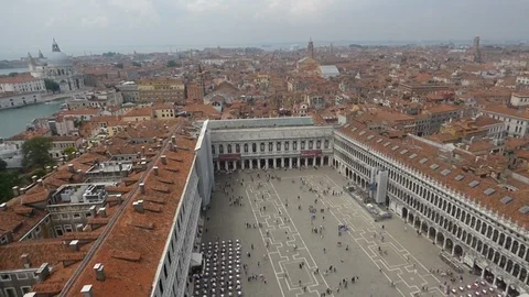 Venice view of square from St Marks Campanile 00041 Stock Footage 90867204