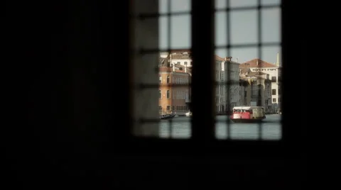 Venice view through window on the grand canal Stock Footage 37449524