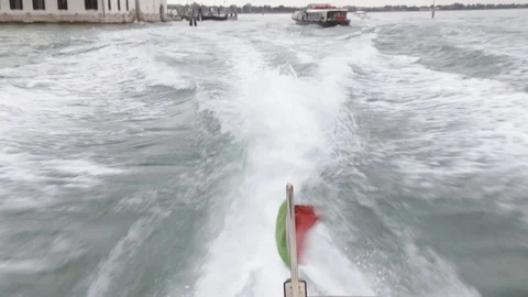Venice wake of speedboat Stock Footage 97785477