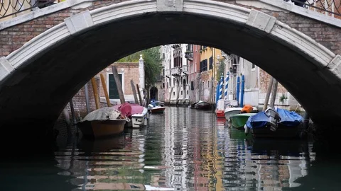 Venice water reflections under the bridge Stock Footage 115522069