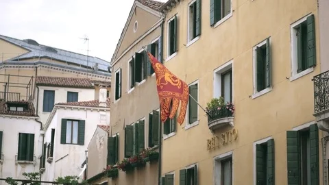 Venice waving flag on the wind with slow motion Stock Footage 79058648