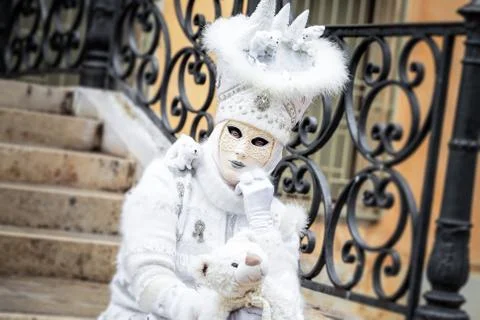 Venice white mask Stock Photos