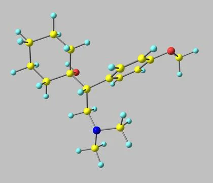 Venlafaxine molecule isolated on grey Stock Illustration