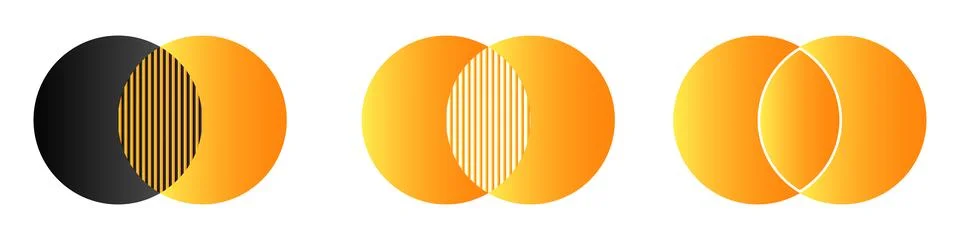 Venn diagram, intersection of two circles chart. Two circle merge Stock Illustration