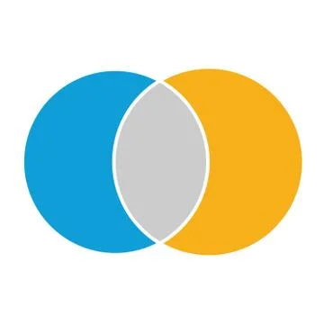 Venn diagram maths vector, Negative space, color modern icon - isolated on wh Stock Illustration
