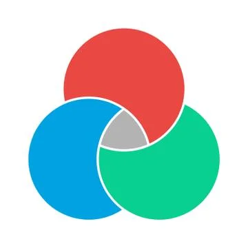 Venn diagram maths vector, Negative space, color modern icon - isolated on wh Illustrazione stock