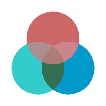 Venn diagram maths vector, Negative space, color modern icon - isolated on wh Stock Illustration