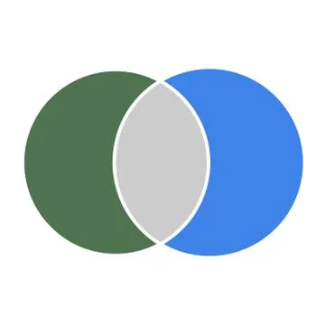 Venn diagram maths vector, Negative space, color modern icon - isolated on wh Stock Illustration