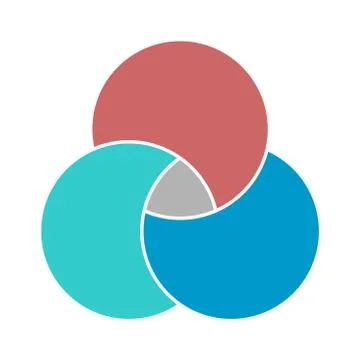 Venn diagram maths vector, Negative space, color modern icon - isolated on wh Stock Illustration