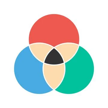 Venn diagram maths vector, Negative space, color modern icon - isolated on wh Stock Illustration