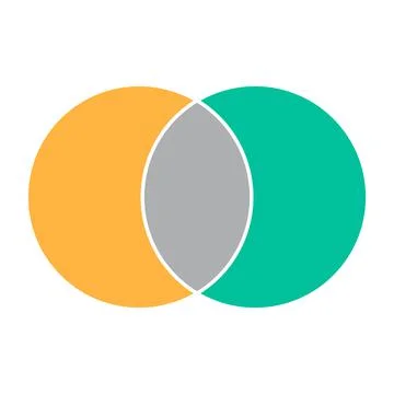 Venn diagram maths vector, Negative space, color modern icon - isolated on wh Stock Illustration