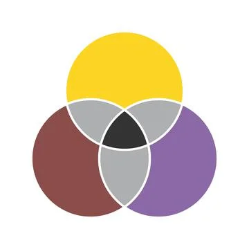 Venn diagram maths vector, Negative space, color modern icon - isolated on wh Illustrazione stock