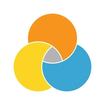 Venn diagram maths vector, Negative space, color modern icon - isolated on wh Stock Illustration