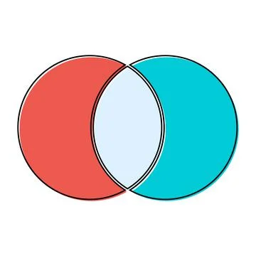 Venn diagram maths vector, Negative space, color modern icon - isolated on wh Stock Illustration
