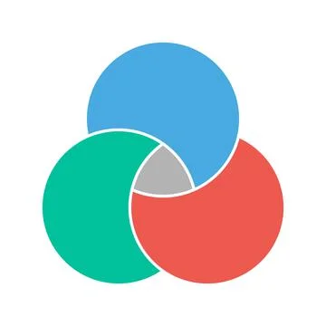 Venn diagram maths vector, Negative space, color modern icon - isolated on wh Stock Illustration