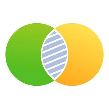 Venn diagram showing intersection with gradient colors and stripes Stock-Illustration