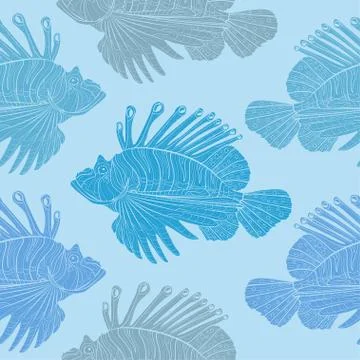 Venomous marine fish seamless pattern Illustrazione stock