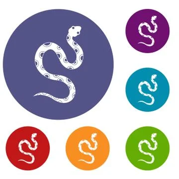 Venomous snake icons set Stock Illustration