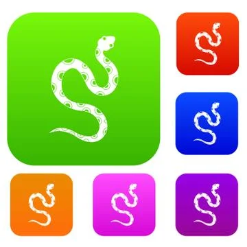 Venomous snake set color collection イラスト素材