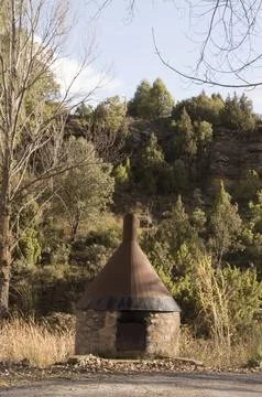 Vent chimney found in the middle of the mountain Stock Photos
