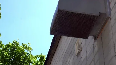 Vent pipe is in a white brick building Video stock 75446662