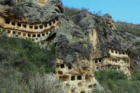 Ventanillas de Combaya, old pre inca cemetry, northern Peru Stock Photos