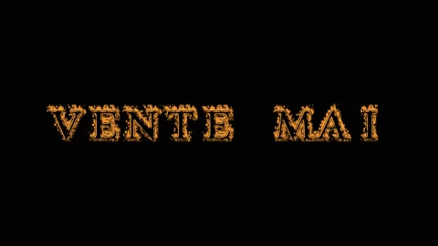 Vente mai fire text effect black background Stock Footage 136565965