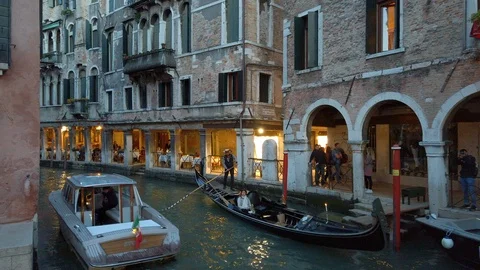 Ventian Gondolas at Night. 2 Clip Compilation. 4K Stock Footage 106776211