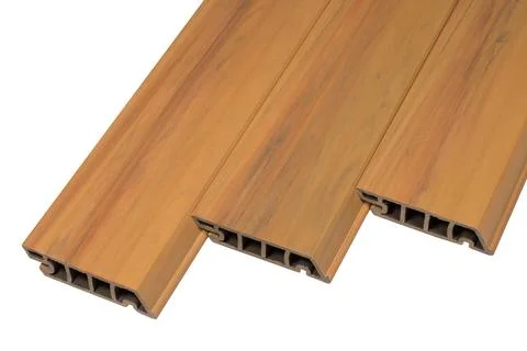 Ventilated facade  decking boards on isolated background Stock Photos
