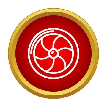 Ventilating fan propeller icon in round red button Stock Illustration