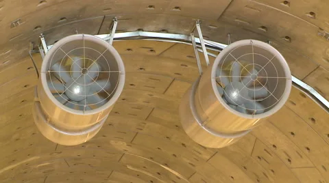 Ventilating system in a tunnel. Fans. Stock Footage 61744039