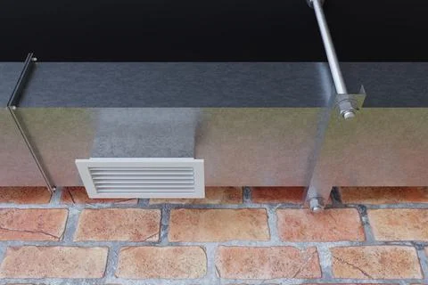 Ventilation against a brick wall. 3d Stock Illustration