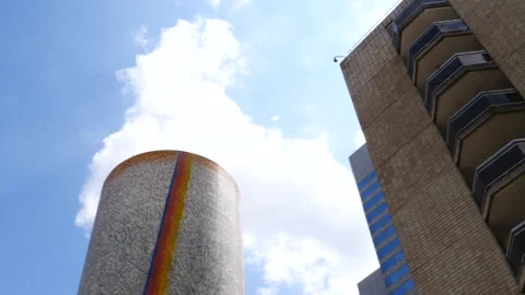 The ventilation chimney into artwork, La Defense, Paris, France. Rotation. Stock Footage 245459999