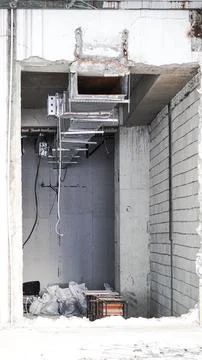 Ventilation duct installation inside building under construction closeup Stock Photos
