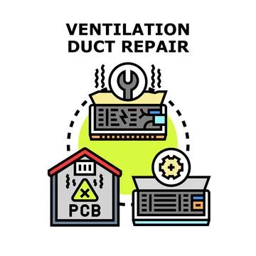 Ventilation duct repair vector concept providing indoor air quality service Stock Illustration